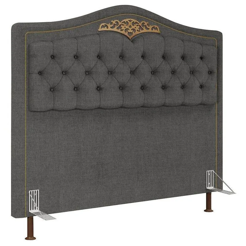 Cabeceira Cama Box Casal 140Cm Linho Grafite