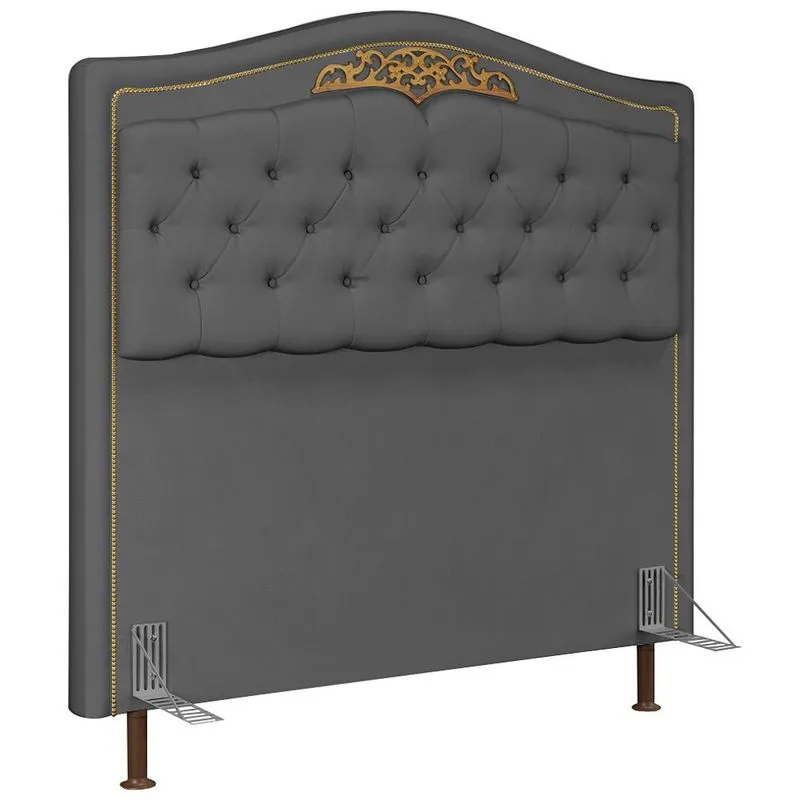 Cabeceira Cama Box Casal Queen 160cm com Tachas Imperial Veludo J02 Cinza - Mpozenato