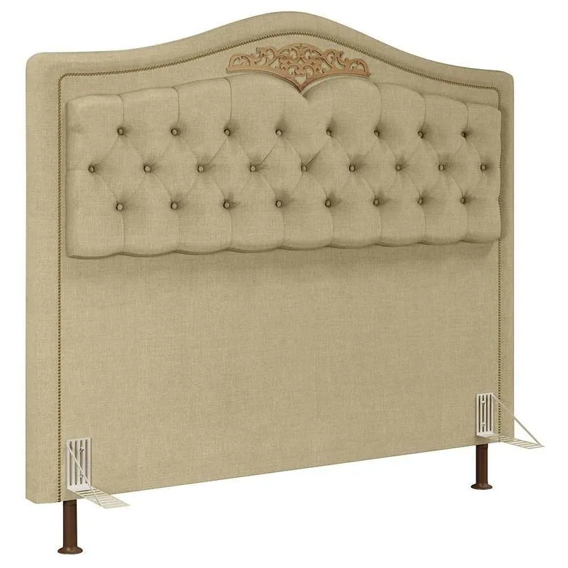 Cabeceira Cama Box Casal Queen 160cm Com Tachas Imperial J02 Linho Areia - Mpozenato