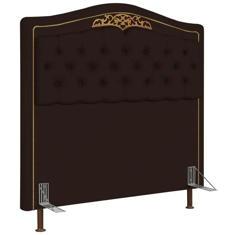 Cabeceira Cama Box Casal King 195cm Com Tachas Imperial J02 Sintético Marrom Escuro - Mpozenato
