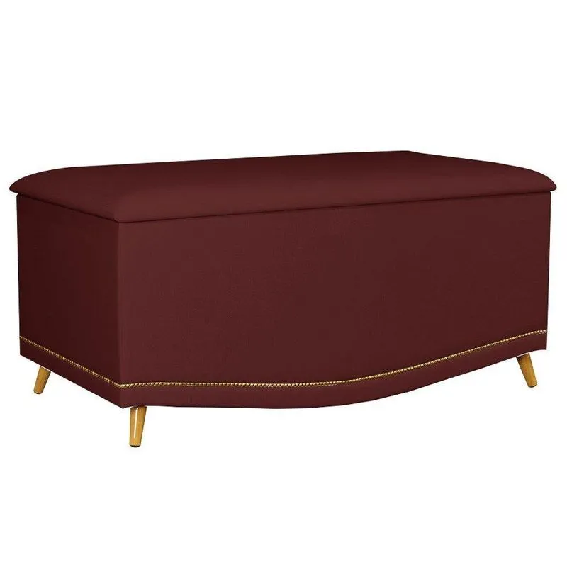Calçadeira Baú Solteiro 90Cm Suede Vinho