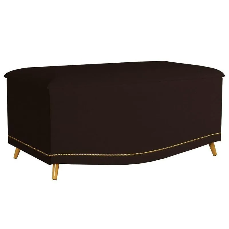 Calçadeira Baú Solteiro 90cm Com Tachas Imperial J02 Sintético Marrom Escuro - Mpozenato