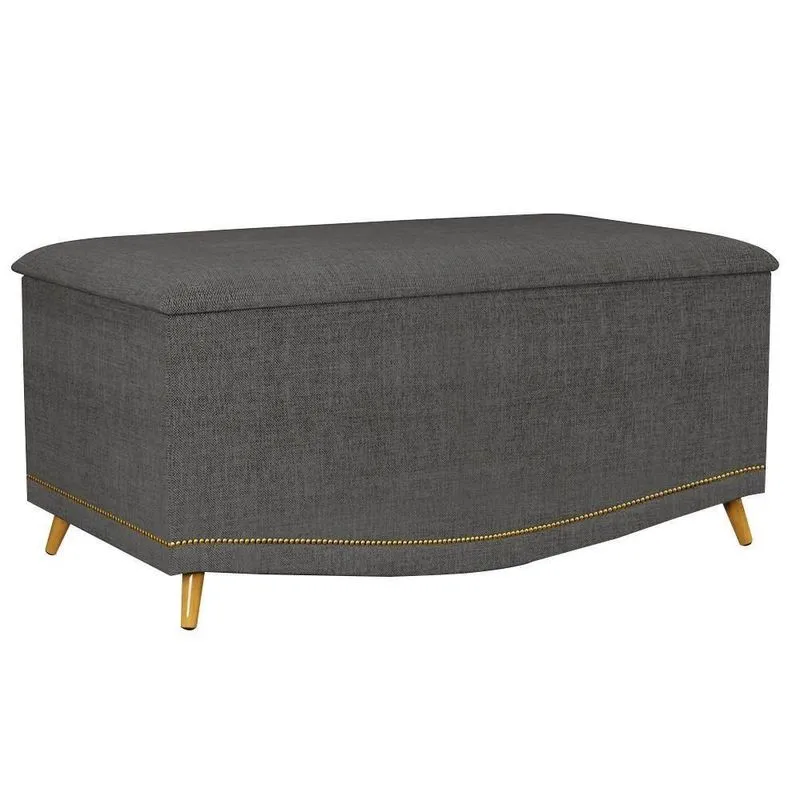 Calçadeira Baú Solteiro 90cm Imperial J02 Linho Grafite