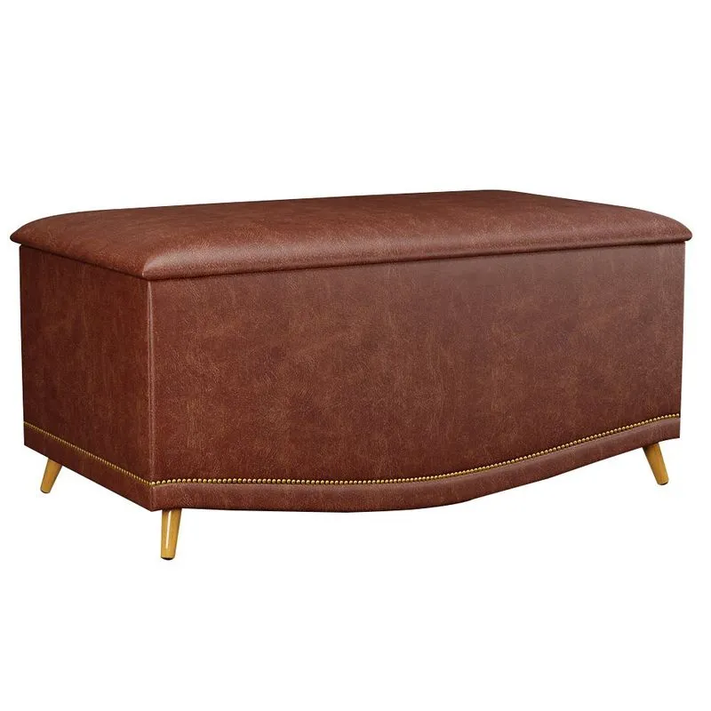 Calçadeira Baú Solteiro 90cm com Tachas Imperial J02 Facto Marrom - Mpozenato