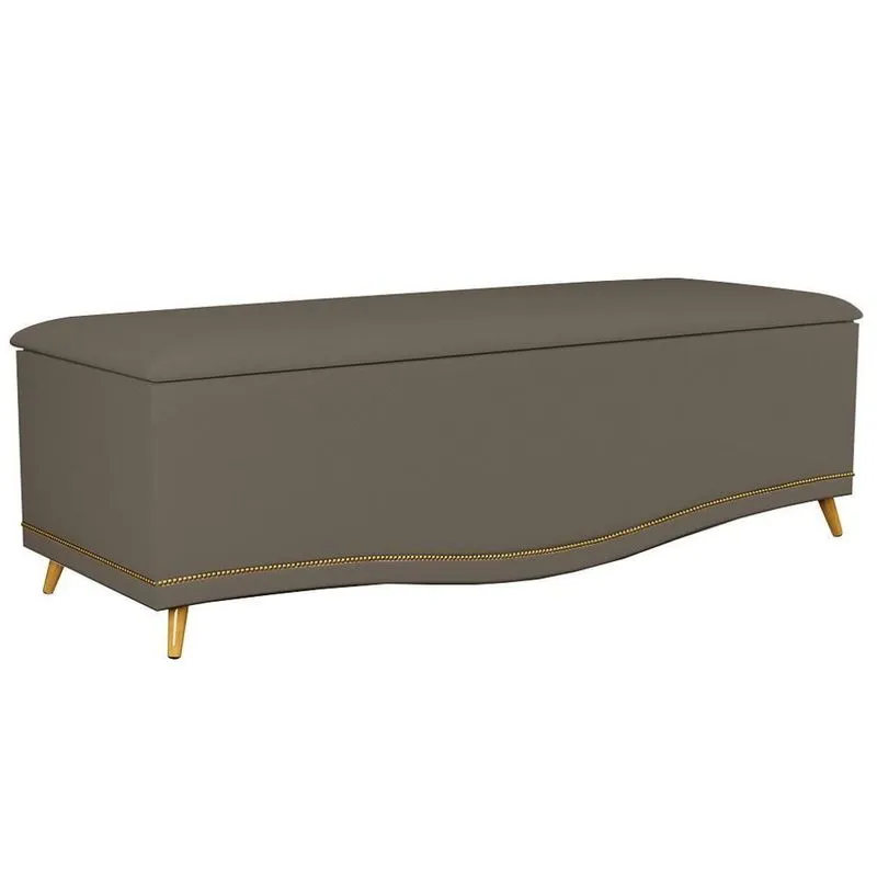 Calçadeira Baú King 195cm Com Tachas Imperial J02 Sintético Areia - Mpozenato