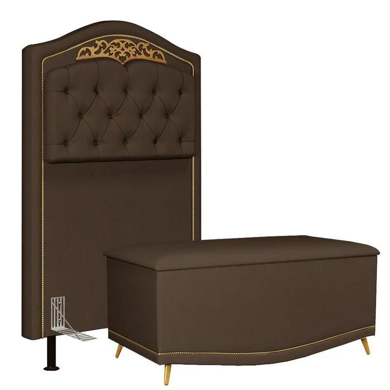 Cabeceira Cama Box Solteiro 90Cm Suede Chocolate