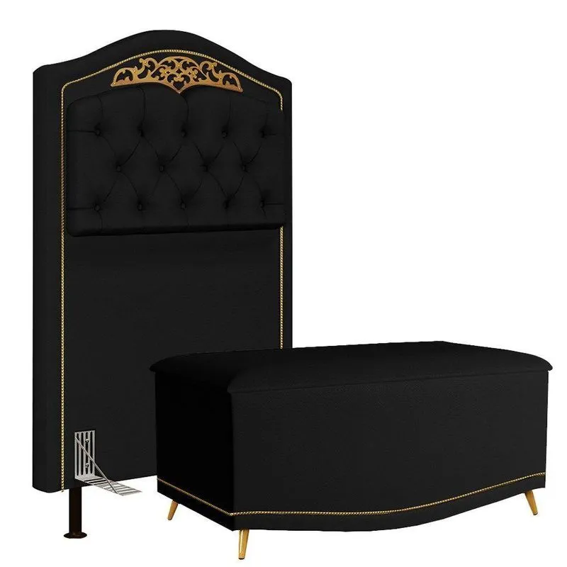 Cabeceira Cama Box Solteiro 90Cm Corano Preto