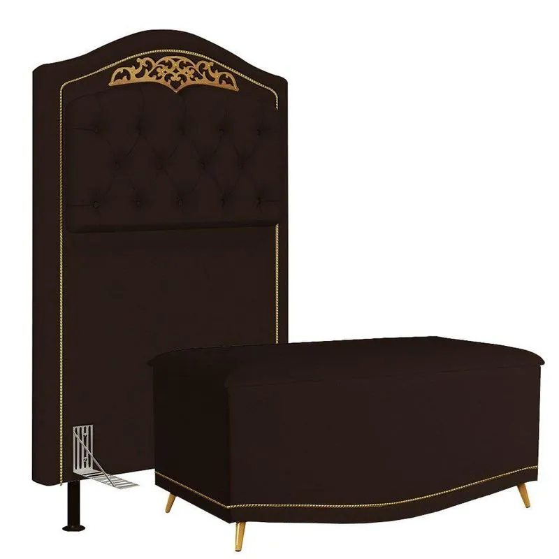 Cabeceira Cama Box Solteiro 90Cm Corano Marrom Escuro