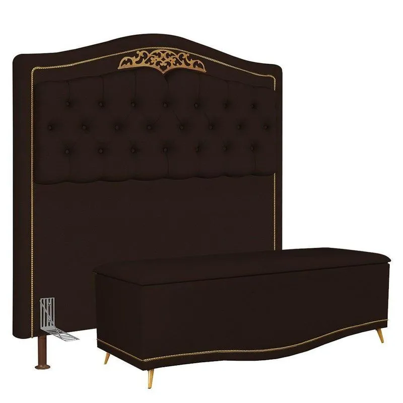 Cabeceira Cama Box Casal 195Cm Corano Marrom Escuro