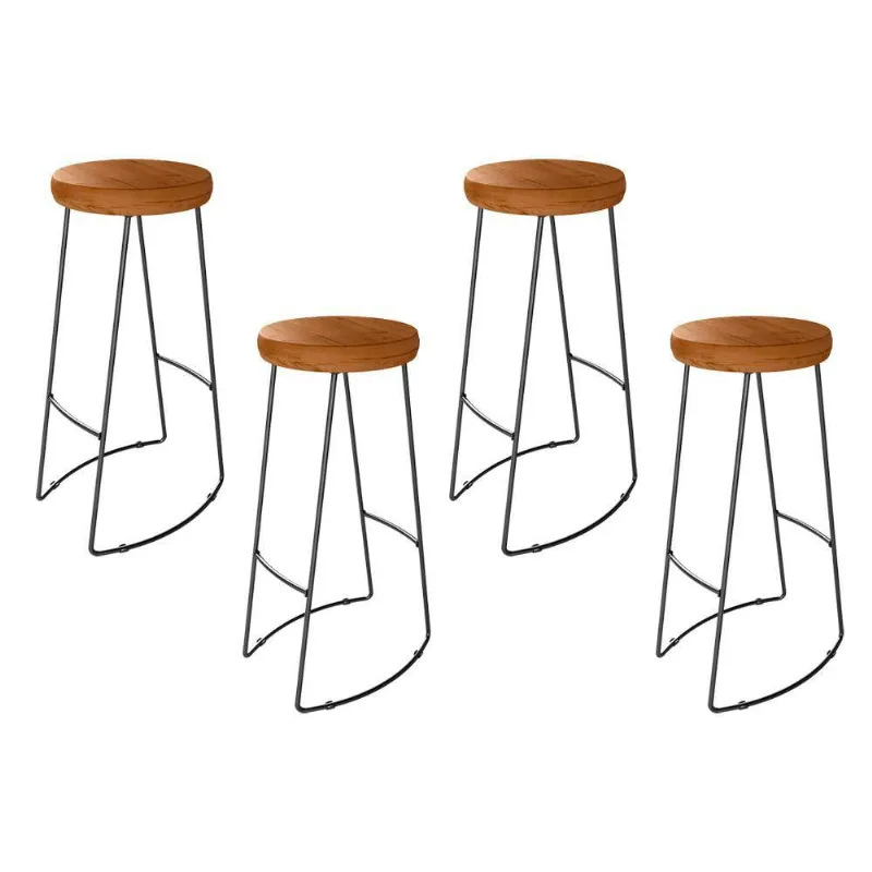 Kit 4 Banquetas Altas Togo Industrial Peroba Rosa