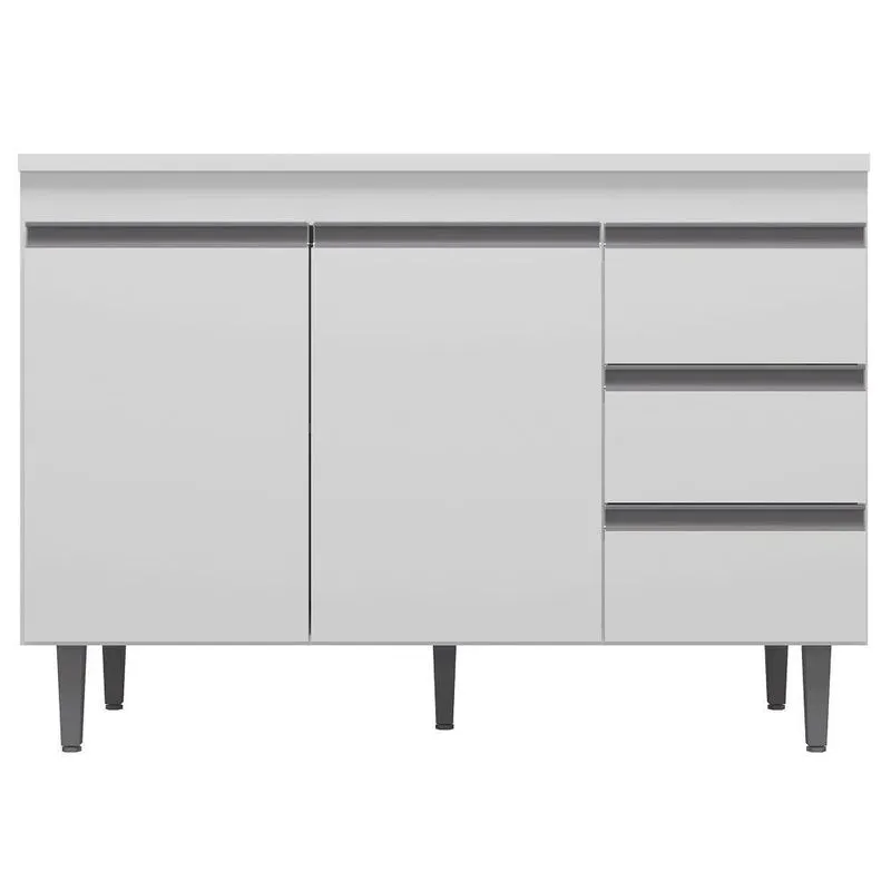 Balcão Gabinete De Pia 100Cm Sem Tampo 2 Portas Branco