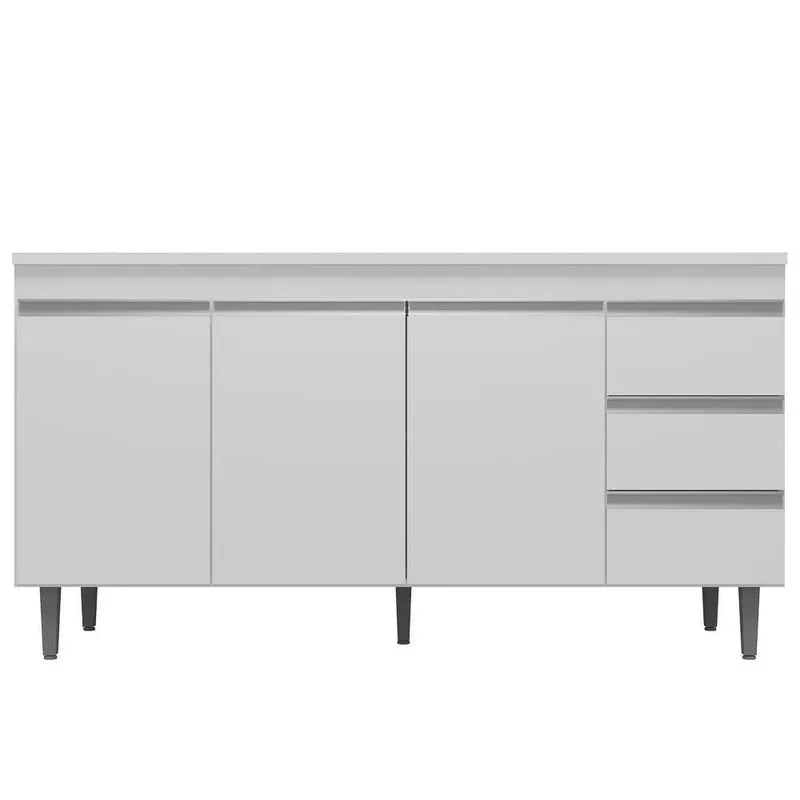 Balcão Gabinete De Pia 150cm Sem Tampo 3 Portas Branco