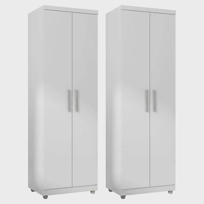 Kit 2 Armários Organizador Multiuso Sabrina 2 Portas e 6 Nichos Branco - Desk Design