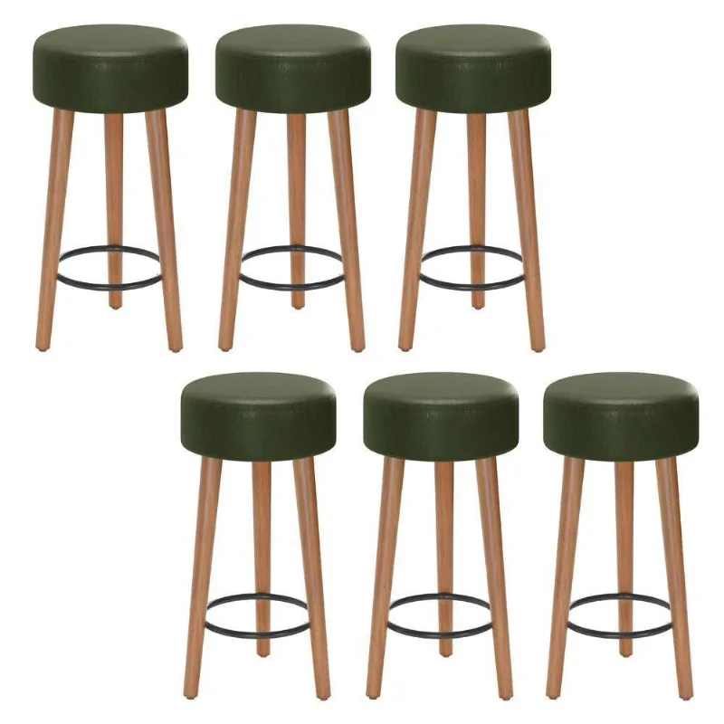 Kit 06 Banquetas Baixa Cozinha Paris D-33 Verde