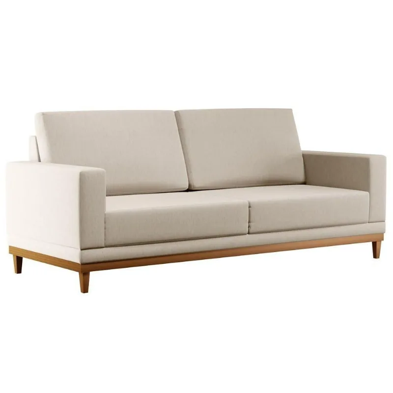 Sofá Living 200cm 3 Lugares Kayrós D05 Linho Bege - Mpozenato