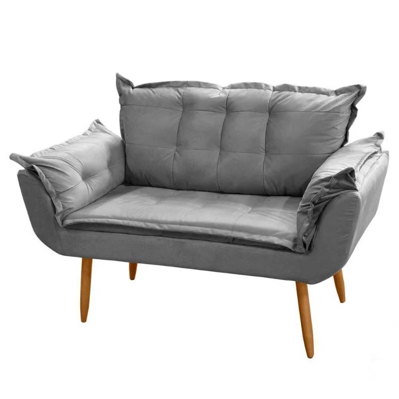 Poltrona Namoradeira Francis 02 Lugares Suede Cinza