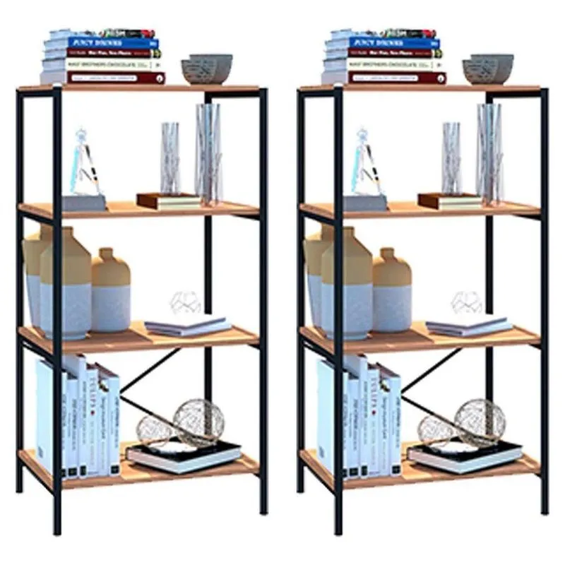 Kit 2 Estantes Livreiro Baixa Multiuso 60cm 4 Prateleiras Padova Demolição