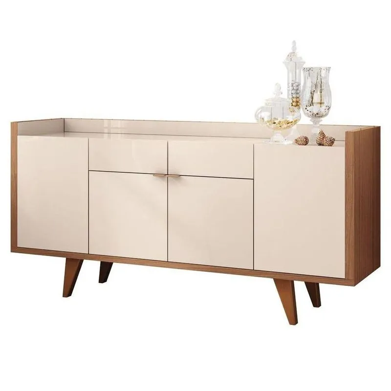 Balcão Aparador Buffet 4 Portas Sinfonia Off White/nature