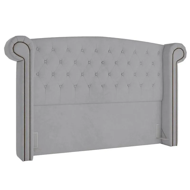 Cabeceira Cama Box Casal Queen 160Cm Provença P02 Veludo Cinza