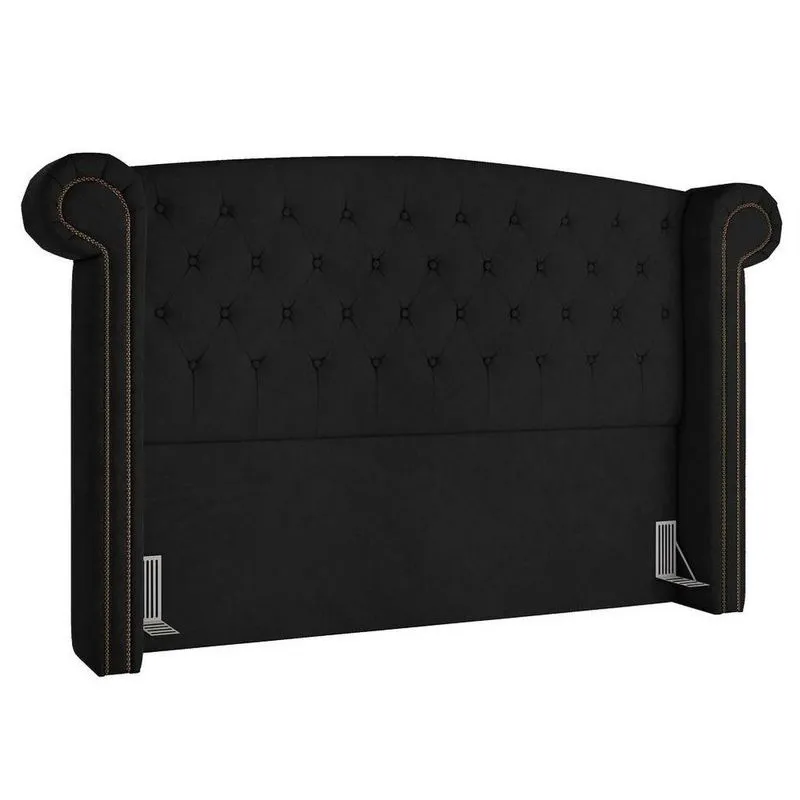 Cabeceira Cama Box Casal Queen 160cm Provença P02 Veludo Preto