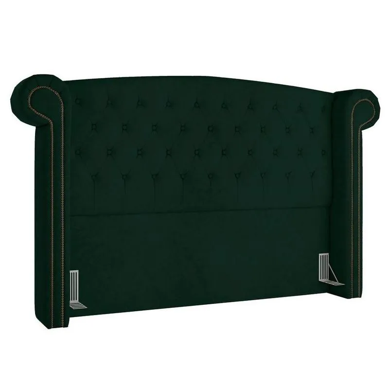 Cabeceira Cama Box Casal Queen 160cm Provença P02 Veludo Verde Musgo