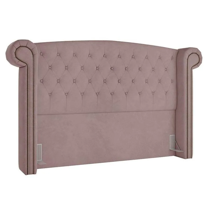 Cabeceira Cama Box Casal Queen 160cm Provença P02 Veludo Rosê
