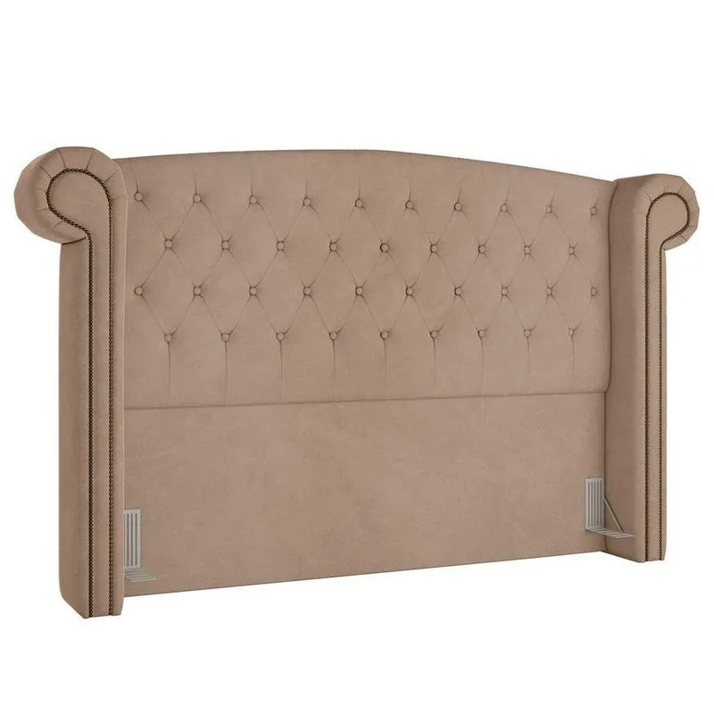 Cabeceira Cama Box Casal King 195cm Provença P02 Veludo Bege