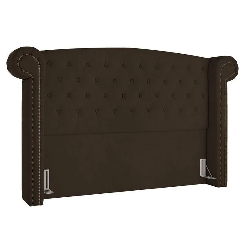 Cabeceira Cama Box Casal King 195cm Provença P02 Veludo Marrom