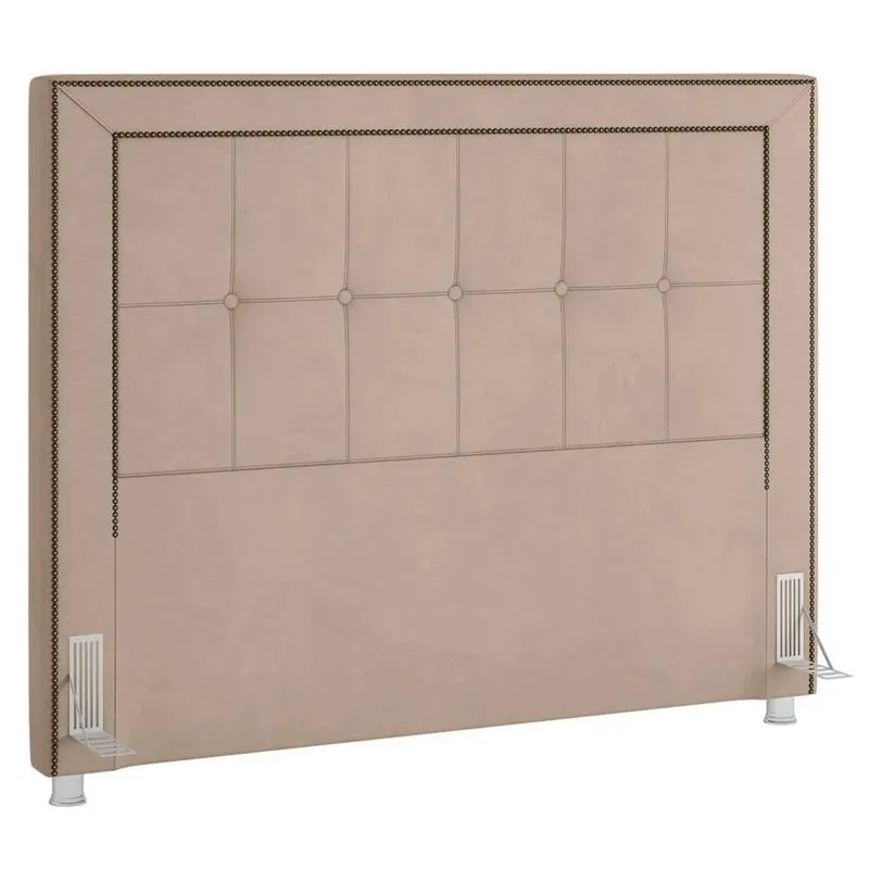 Cabeceira Cama Box Casal 140cm Paolla Z37 Veludo Bege - Mpozenato