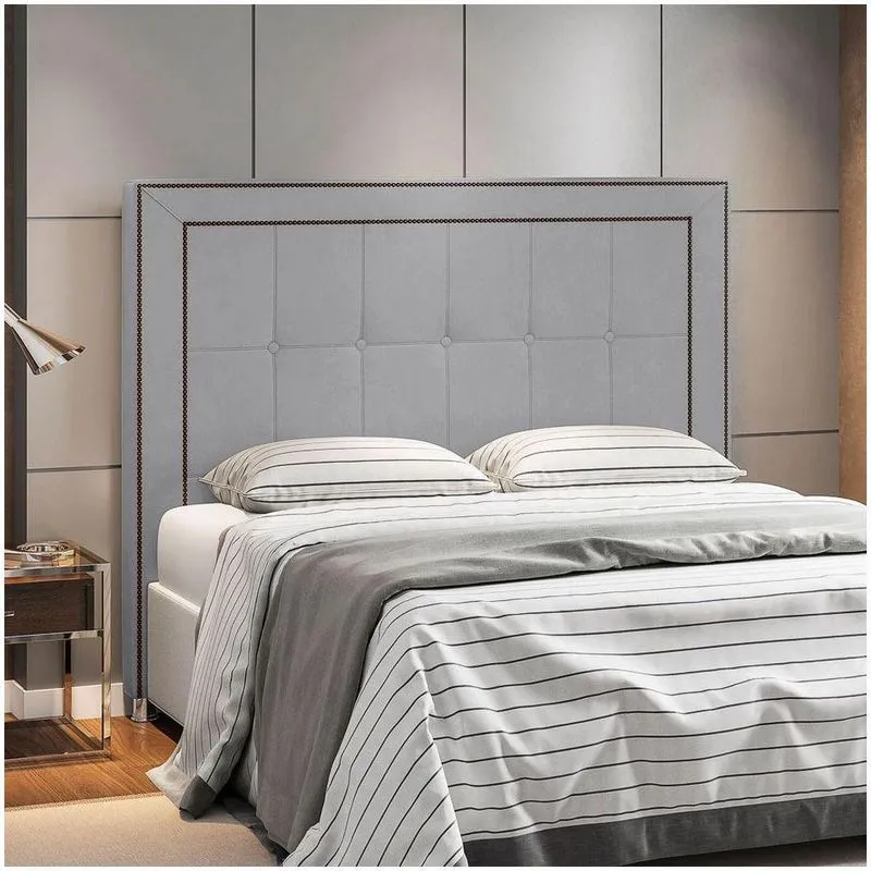 Cabeceira Cama Box Casal 140cm Paolla P02 Veludo Cinza