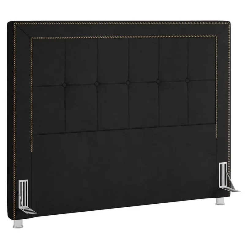 Cabeceira Cama Box Casal 140cm Paolla Z37 Veludo Preto - Mpozenato