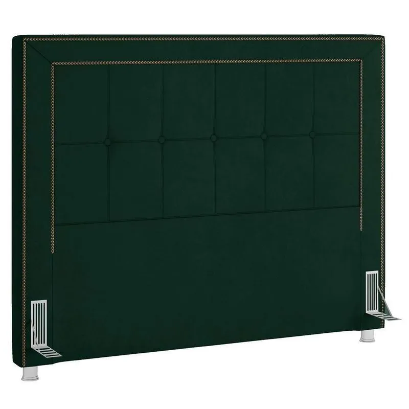 Cabeceira Cama Box Casal 140cm Paolla P02 Veludo Verde Musgo