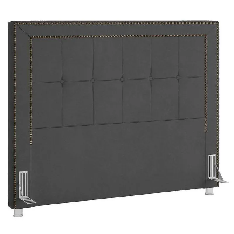 Cabeceira Cama Box Casal 140cm Paolla P02 Veludo Chumbo - Mpozenato