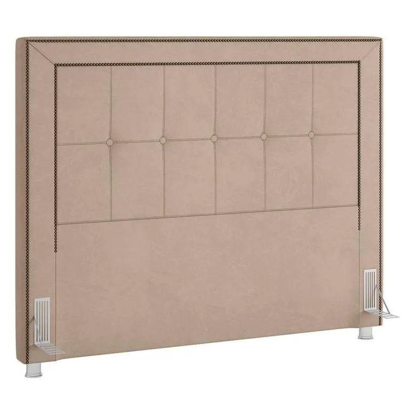 Cabeceira Cama Box Casal King 195cm Paolla P02 Veludo Bege