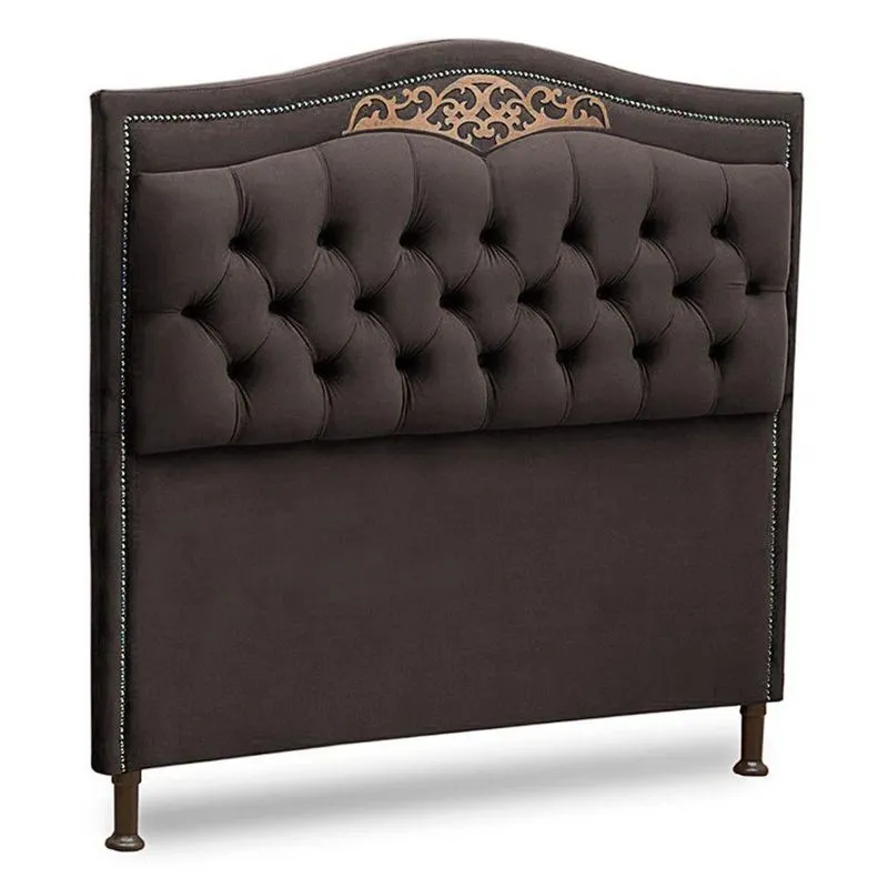 Cabeceira Estofada Box Casal Belize 140cm Veludo Chocolate