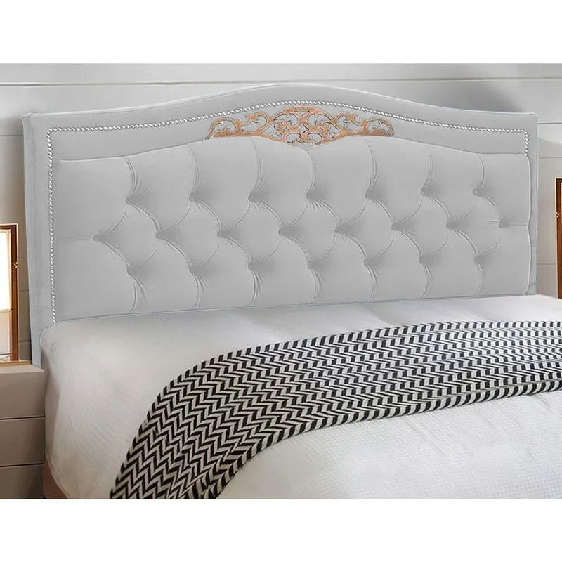 Cabeceira Estofada Queen Belize no Box Madeira Corino Branco Abmaza