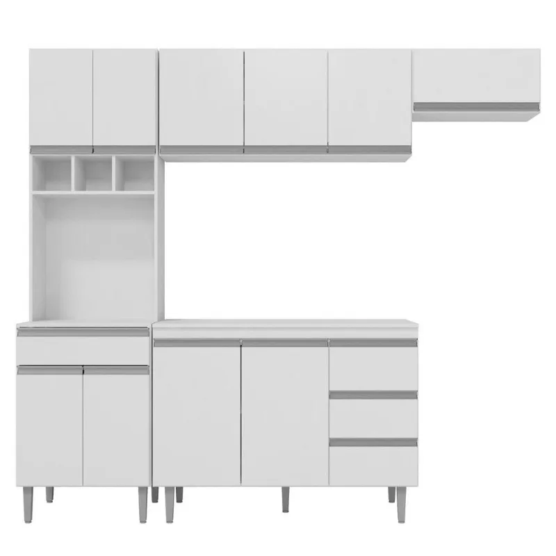 Cozinha Modulada 04 Peças Com Balcão Gabinete 120cm Branco