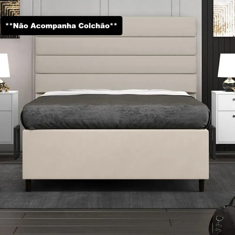 Base Para Cama Box Casal 138x188cm Hit Z04 Suede Bege - Mpozenato