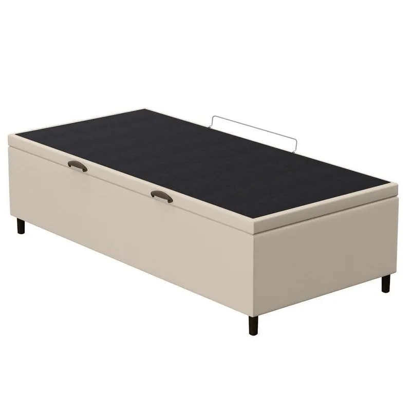 Base Para Cama Box Baú Solteiro 88x188cm Hit Z04 Sintético Bege - Mpozenato