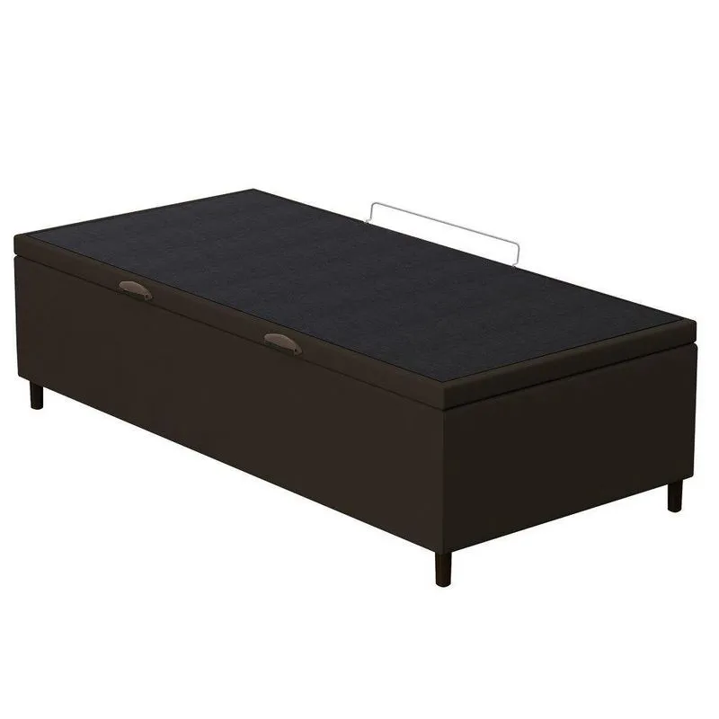 Base Para Cama Box Baú Solteiro 88X188Cm Hit Suede Marrom