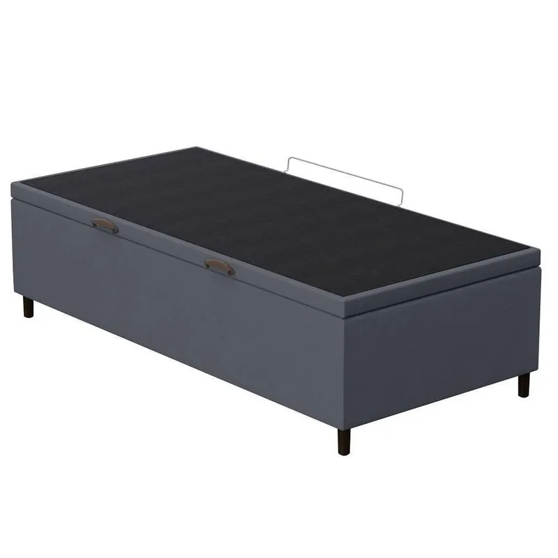 Base Para Cama Box Baú Solteiro 88x188cm Hit Z04 Suede Cinza - Mpozenato