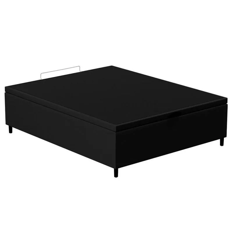 Base Para Cama Box Baú Casal 138x188cm Hit Z04 Sintético Preto - Mpozenato