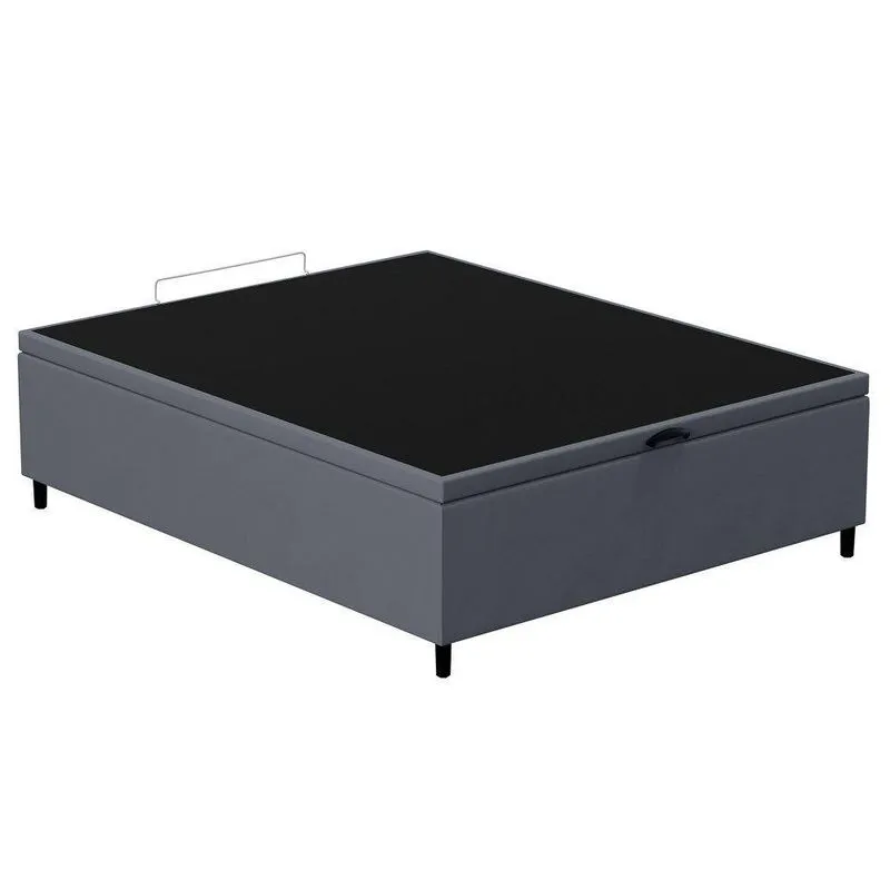 Base Para Cama Box Baú Casal 138X188Cm Hit Suede Cinza