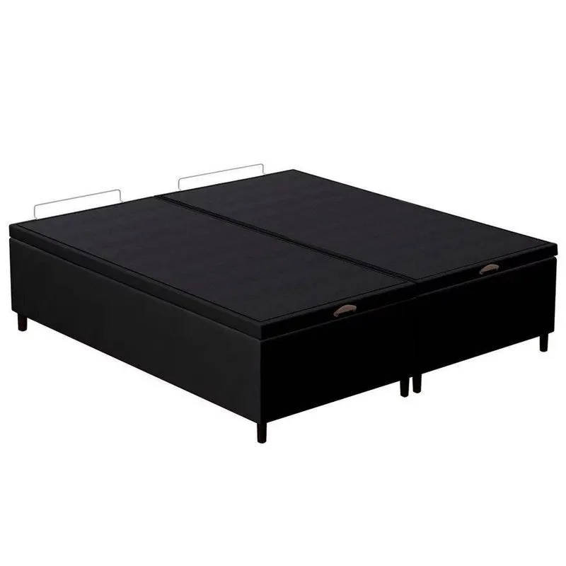 Base Cama Box Baú Casal Queen 158cm Hit I02 Suede Preto