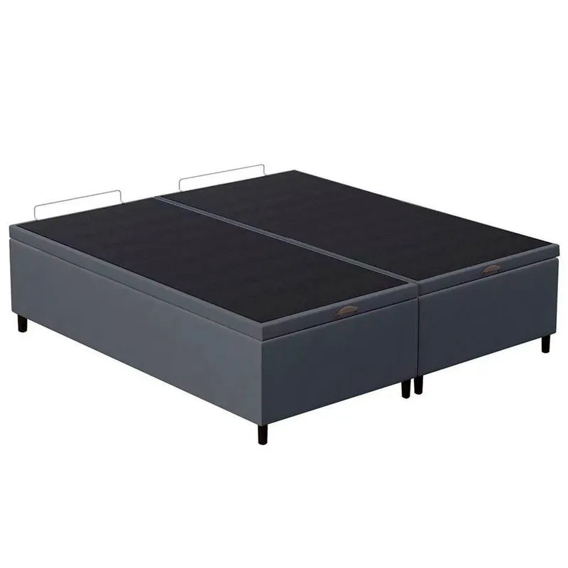Base Cama Box Baú Casal Queen 158cm Hit I02 Suede Cinza
