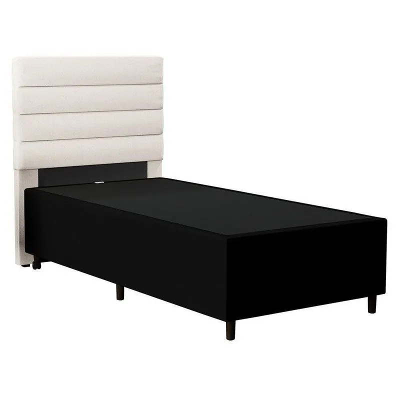 Cabeceira Solteiro 88X188Cm Hit Id5 Corano Preto/Linho Cru