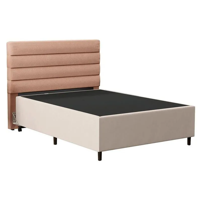 Cabeceira Com Base Para Cama Box Casal 138x188cm Bege/rosê