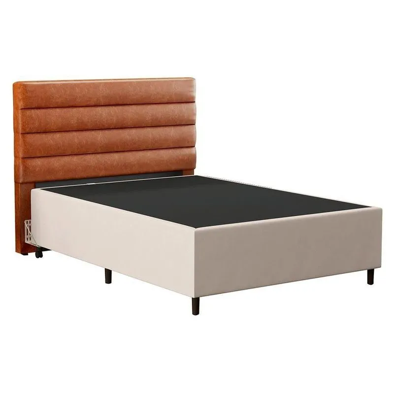 Cabeceira Com Base Para Cama Box Casal 138x188cm Bege