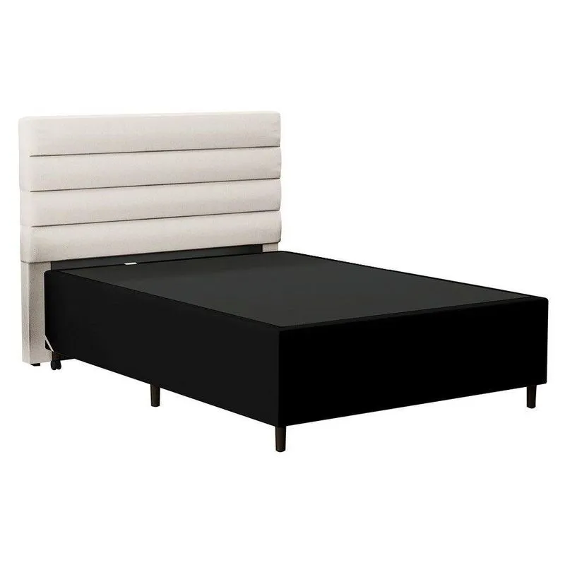 Cabeceira Casal 138X188Cm Hit Id5 Corano Preto/Linho Cru
