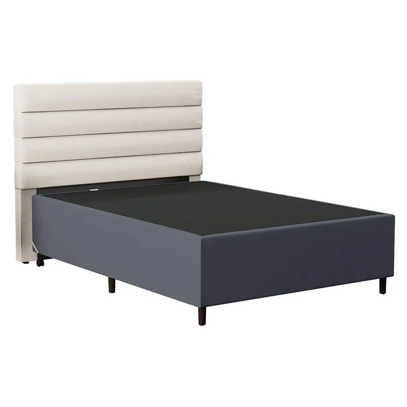 Cabeceira Casal 138X188Cm Hit Id5 Suede Cinza/Linho Cru